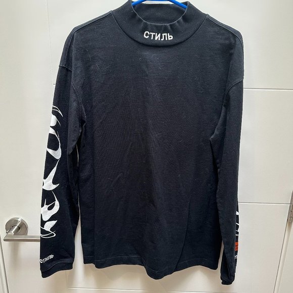 Heron Preston Mock Neck Brush Patterned Long Sleeve T-Shirt - Picture 4 of 10
